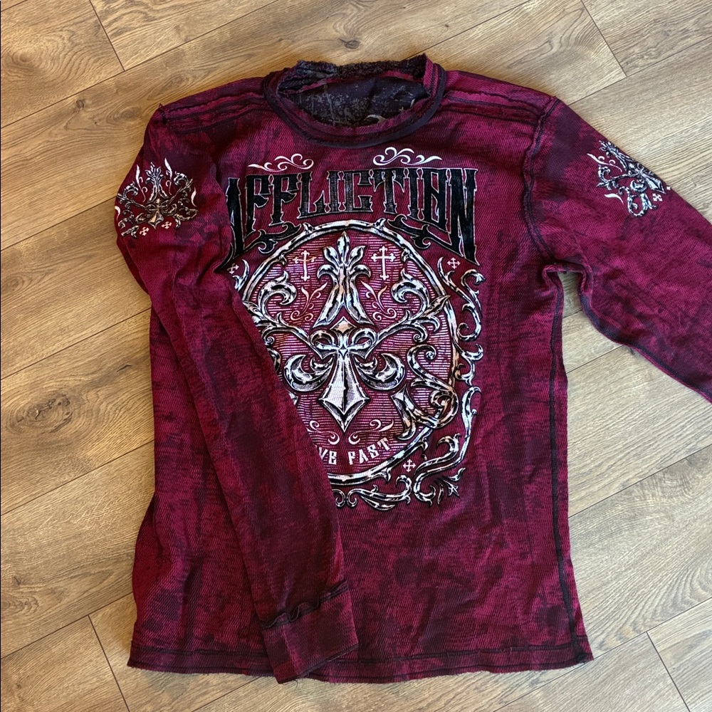 Affliction Reversible Graphic Long Sleeve Jersey Knit